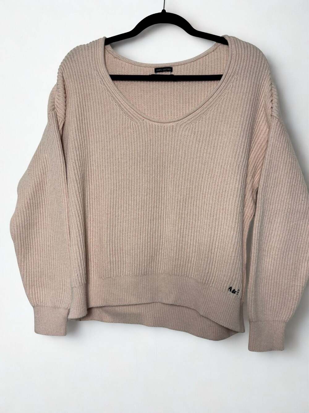 Vintage Y2K- Abercrombie & Fitch Ribbed Cotton Sweater – Blush Pink – Women’s L